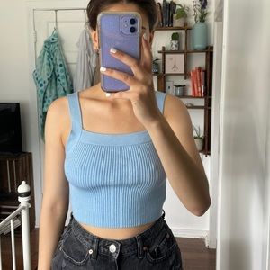 Blue ribbed tank top